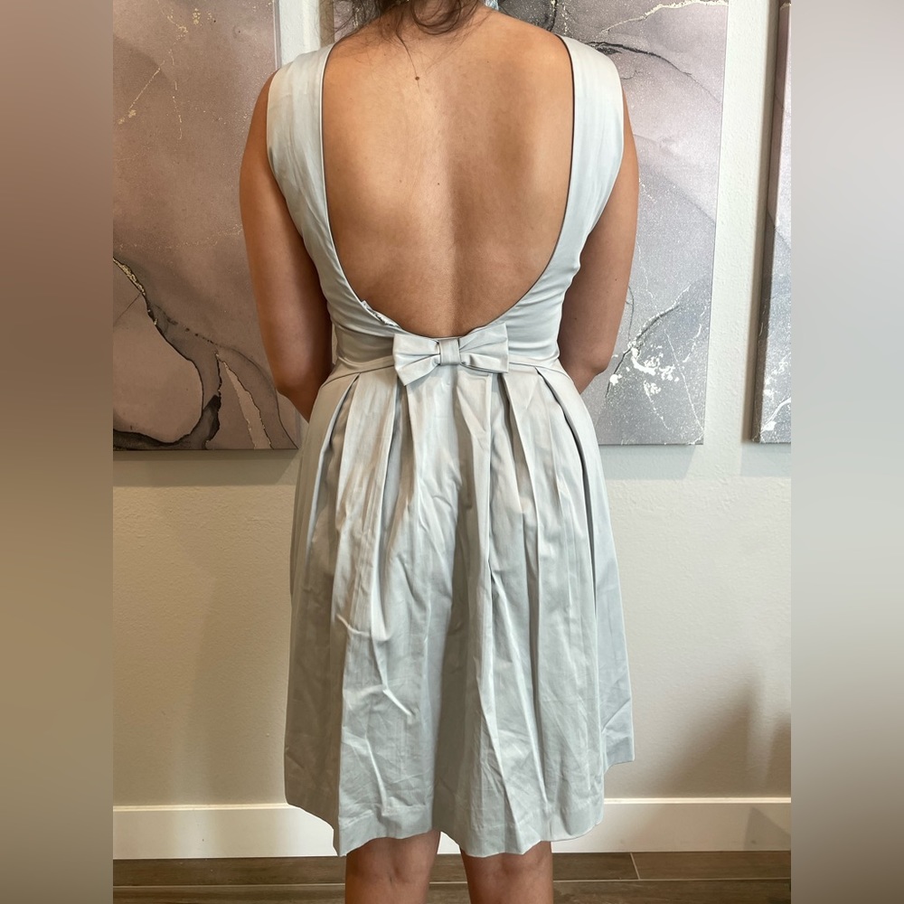 Low back grey mini dress with bow